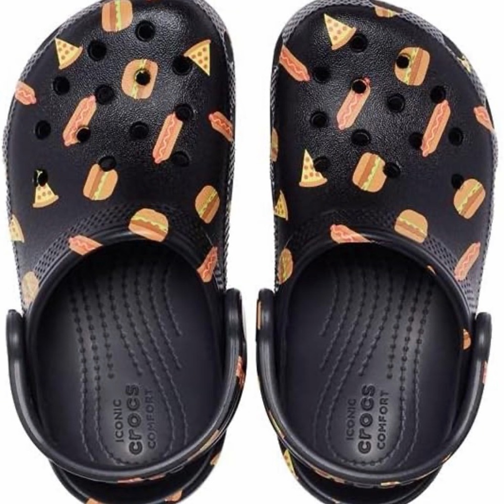 NWOT hamburger-hotdog- pizza crocs woman’s 7 men’s 4